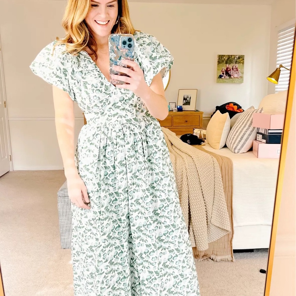 Crown & Ivy Green and White Wrap Maxi Dress